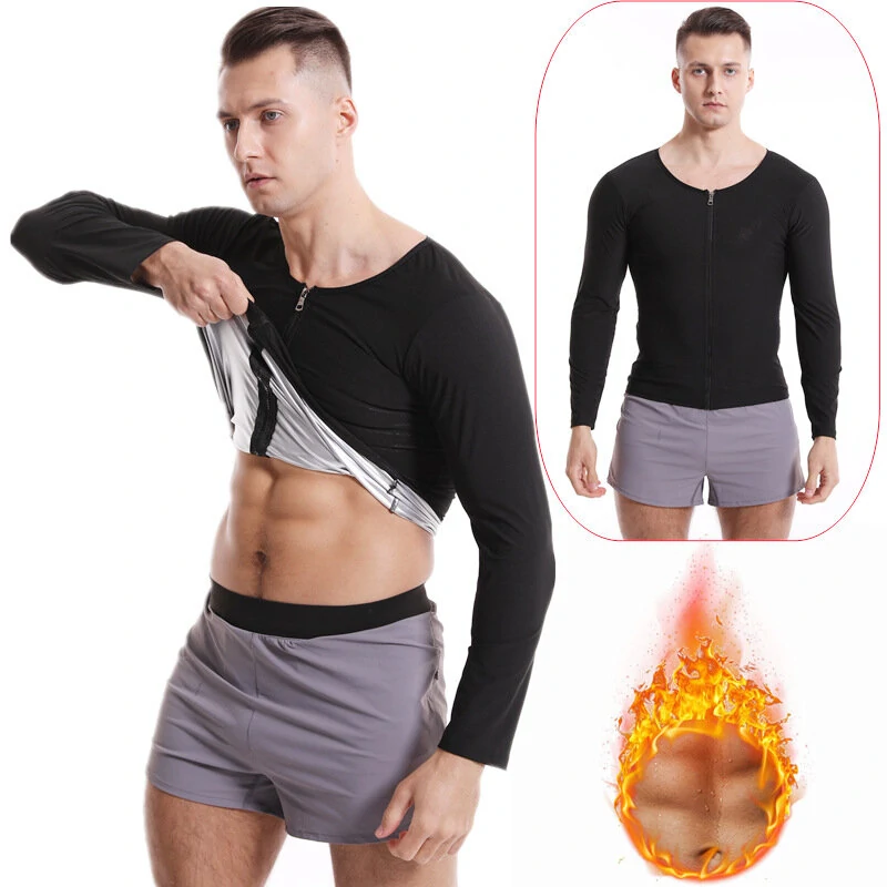 Men's Sweat Sauna Suit PU Stretch Breathable Sweat Absorbing Zip Up Sportswear for Losing Weight Fitness Running (image for) Men's Sweat Sauna Suit PU Stretch Breathable Sweat Absorbing Zip Up Sportswear for Losing Weight Fitness Running